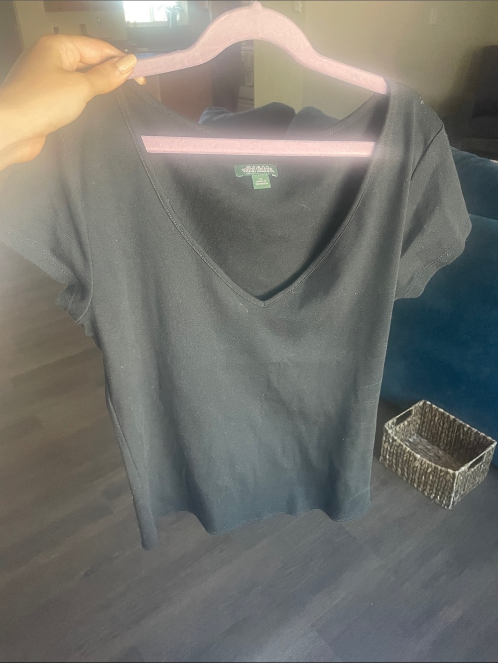 wild fable Black V-Neck Short Sleeve Tee